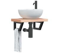 vidaXL Reggimensole per Lavabo 2 pz Nere Trapezio in Acciaio