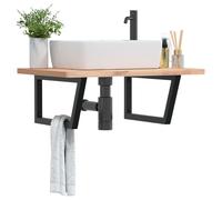 vidaXL Reggimensole per Lavabo 2 pz Nere Trapezio in Acciaio