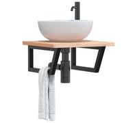 vidaXL Reggimensole per Lavabo 2 pz Nere Trapezio in Acciaio