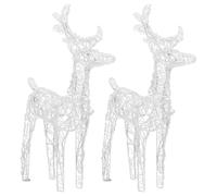 vidaXL Renne di Natale 2 pz Bianco Caldo 80 LED in Acrilico