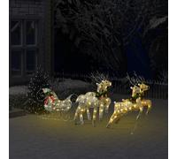 vidaXL Renne e Slitta Decorazione Natalizia per Esterni 100 LED Oro