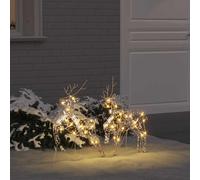vidaXL Renne LED 2 pz 40 LED Bianco caldo 44 x 18 x 65,5 cm PET