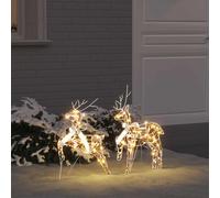 vidaXL Renne LED 2 pz 40 LED Bianco caldo 44 x 18 x 65,5 cm PET