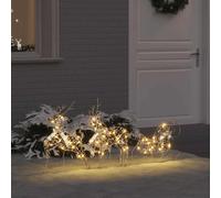 vidaXL Renne LED 3 pz Bianco caldo 44,5 x 18 x 66 cm PET 60 LED