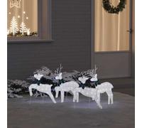 vidaXL Renne LED 4 pz Argento 45 x 19 x 65 cm Tessuto