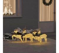 vidaXL Renne LED 4 pz Oro 45 x 19 x 65 cm Tessuto