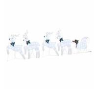 vidaXL Renne LED 5 pcs Argento Tessuto, Decorazioni di Natale, luci festive, ornamenti resistenti, pezzi a tema, stili ArtDeco, accenti di renna