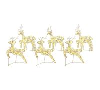vidaXL Renne LED con 180 LED 6 pcs Oro 64 x 42 x 15 cm PET, Decorazioni per soggiorno ArtDeco, luci natalizie resistenti, statuine, elementi per interni ed esterni, centrotavola stagionali