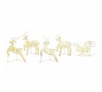 vidaXL Renne LED con 40 LED 5 pcs Oro PET, Decorazioni di Natale, luci festive, ornamenti resistenti, pezzi a tema, stili ArtDeco, accenti di renna
