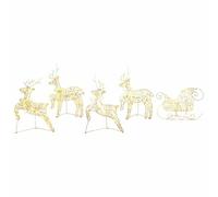 vidaXL Renne LED con 40 LED 5 pcs Oro PET, Decorazioni di Natale, luci festive, ornamenti resistenti, pezzi a tema, stili ArtDeco, accenti di renna