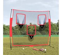vidaXL Rete Baseball Portatile Nera e Rossa 183x105x183 cm Poliestere