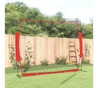 vidaXL Rete Baseball Rossa e Nera 369x107x271 cm Acciaio e Poliestere
