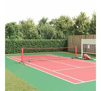 vidaXL Rete da tennis Nero e Rosso 396 x 92 x 87 cm Poliestere