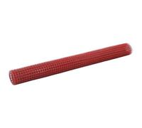 VIDAXL - Rete D'acciaio Rivestimento Pvc 25x1,5m Trama Quadrata Rosso