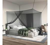 vidaXL Rete per zanzare per letto 3 pz 156 mesh Nero Poliestere