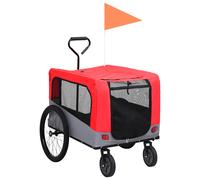 vidaXL Rimorchio Bici Animali e Carrello Jogging 2 in 1 Rosso e Grigio