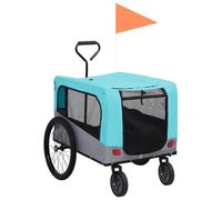 vidaXL Rimorchio Bici per Animali Carrello Jogging Blu e Grigio