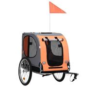 vidaXL Rimorchio Bici per Cani Pratico Comodo Utile Resistente Durevole Solido Robusto Trasporto Animali Accessorio per Bicicletta Arancione Marrone