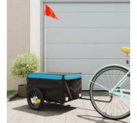 vidaXL Rimorchio da Bici da Carico Nero e Blu 30 kg in Ferro