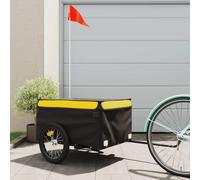 vidaXL Rimorchio da Bici da Carico Nero e Giallo 45 kg in Ferro