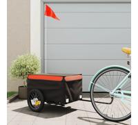 vidaXL Rimorchio da Bici Nero e Arancione 30 kg in Ferro