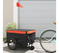 vidaXL Rimorchio da Bici Nero e Arancione 45 kg in Ferro