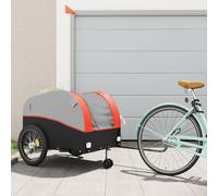 vidaXL Rimorchio da Bici Nero e Arancione 45 kg in Ferro