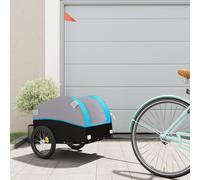 vidaXL Rimorchio da Bici Nero e Blu 30 kg in Ferro
