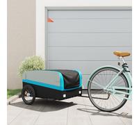 vidaXL Rimorchio da Bici Nero e Blu 45 kg in Ferro