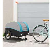 vidaXL Rimorchio da Bici Nero e Blu 45 kg in Ferro