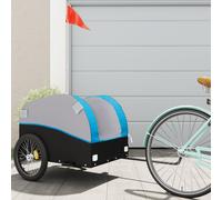 vidaXL Rimorchio da Bici Nero e Blu 45 kg in Ferro