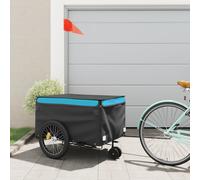 vidaXL Rimorchio da Bici Nero e Blu 45 kg in Ferro