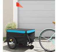 vidaXL Rimorchio da Bici Nero e Blu 45 kg in Ferro