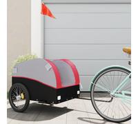 vidaXL Rimorchio da Bici Nero e Rosso 45 kg in Ferro