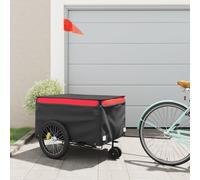 vidaXL Rimorchio da Bici Nero e Rosso 45 kg in Ferro