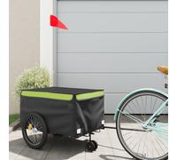 vidaXL Rimorchio da Bici Nero e Verde 30 kg in Ferro