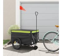 vidaXL Rimorchio da Bici Nero e Verde 45 kg in Ferro