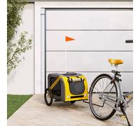vidaXL Rimorchio da Bici per Animali Giallo e Grigio Oxford e Ferro