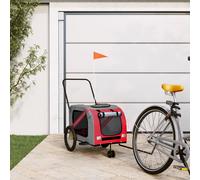 vidaXL Rimorchio da Bici per Animali Rosso e Grigio Oxford e Ferro
