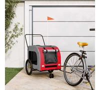 vidaXL Rimorchio da Bici per Animali Rosso e Grigio Oxford e Ferro