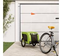 vidaXL Rimorchio da Bici per Animali Verde e Nero Oxford e Ferro
