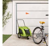 vidaXL Rimorchio da Bici per Animali Verde Oxford e Ferro