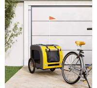 vidaXL Rimorchio da Bici per Cani Giallo e Grigio Oxford e Ferro