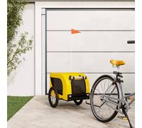 vidaXL Rimorchio da Bici per Cani Giallo e Nero Tessuto Oxford e Ferro