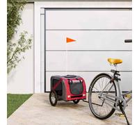 vidaXL Rimorchio da Bici per Cani Rosso e Grigio Oxford e Ferro