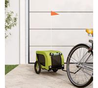 vidaXL Rimorchio da Bici per Cani Verde e Nero Tessuto Oxford e Ferro