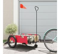 vidaXL Rimorchio da Bici Rosso e Nero in Tessuto Oxford e Ferro