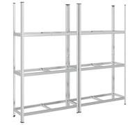 vidaXL Ripiani Pneumatici a 3 Strati 2 pz Argento 110x40x200cm Acciaio, scaffalature del garage, scaffale di stoccaggio, scaffalatura del garage