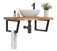 vidaXL Ripiano a Parete per Lavabo in Acciaio e Massello di Acacia