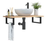 vidaXL Ripiano a Parete per Lavabo in Acciaio e Massello di Acacia